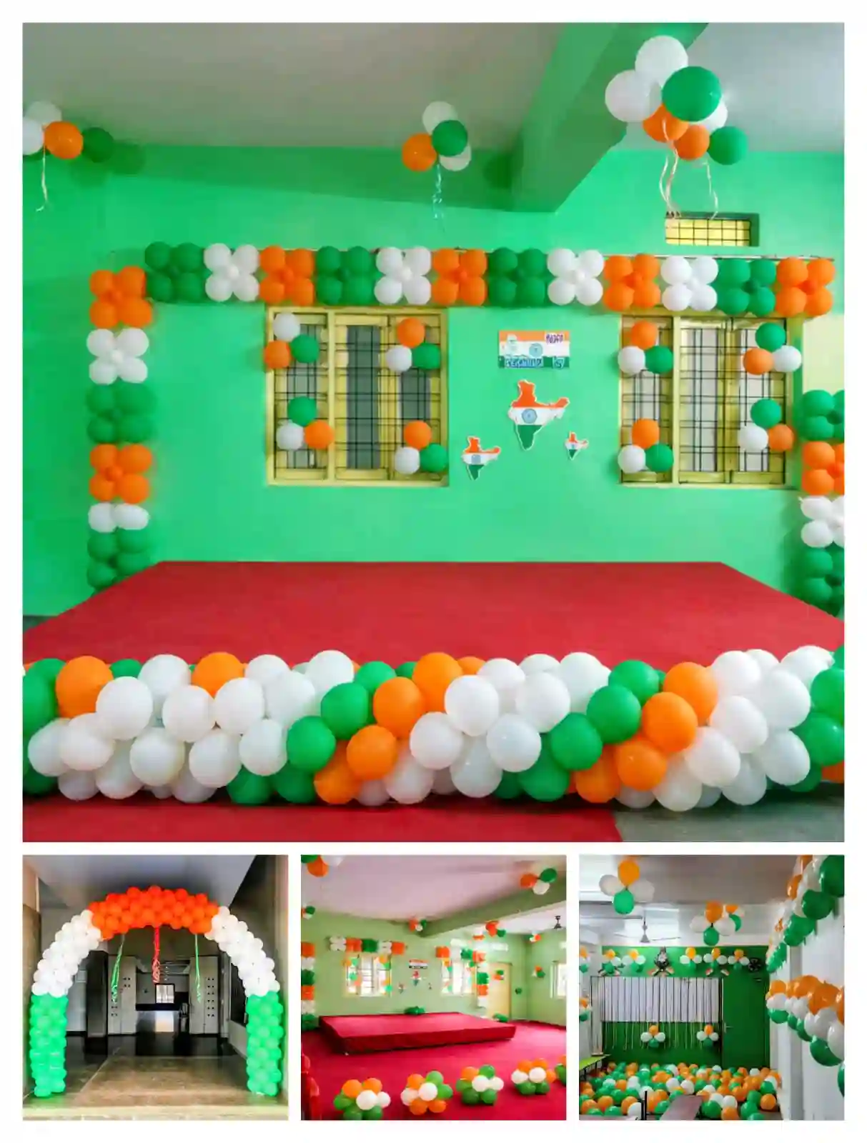 Tri colour balloons decoration for institution