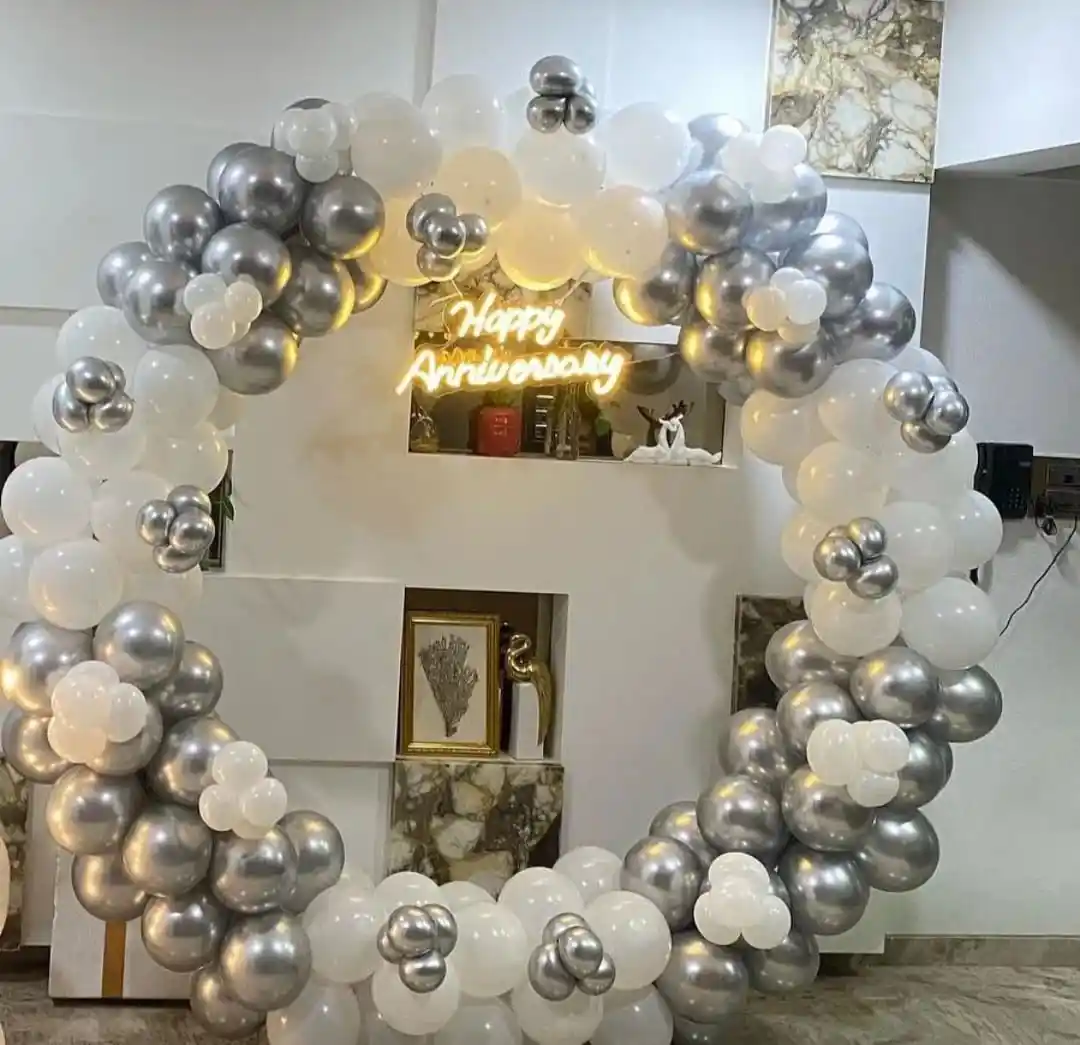 Classic White & Silver Anniversary Decor