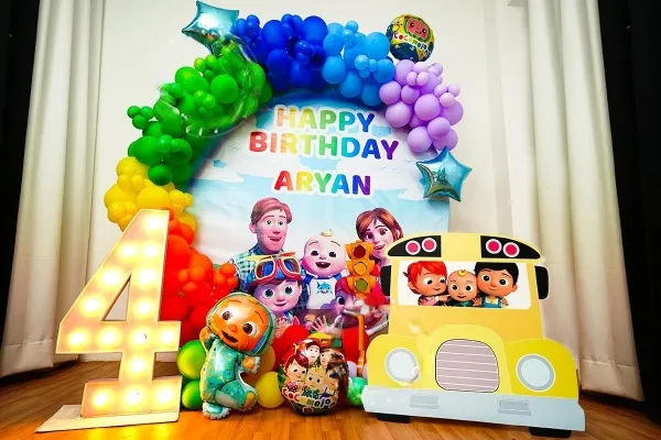 balloon decoration kids birthday decoration 4th Birthday Cocomelon Theme Ring Decor 8845