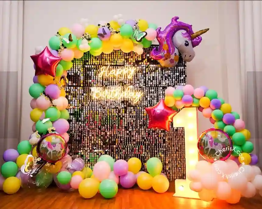 balloon decoration Unicorn Theme Birthday Surprise