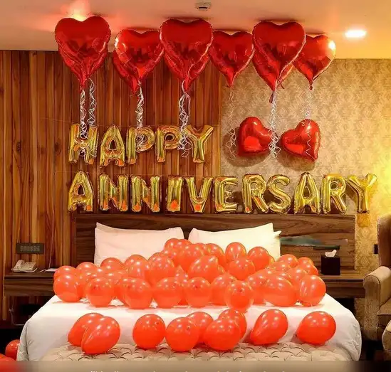 Red Heart & Orange Balloon Decoration