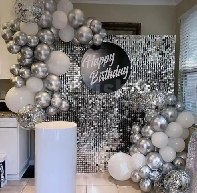 Silver & White Theme Birthday Decor