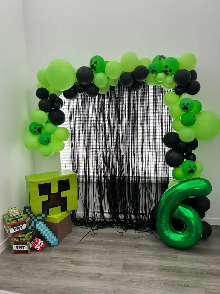 balloon decoration kids birthday decoration 6th Birthday Decor With Mine Craft 2339