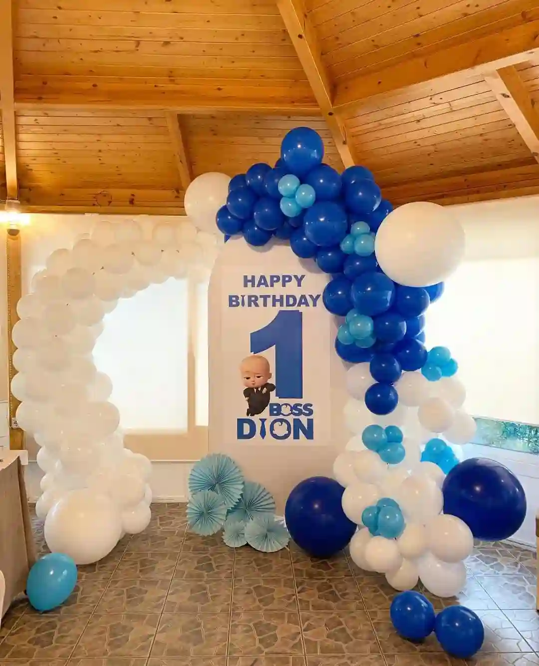 balloon decoration kids birthday decoration 1st Boss Baby Theme Birthday 4622