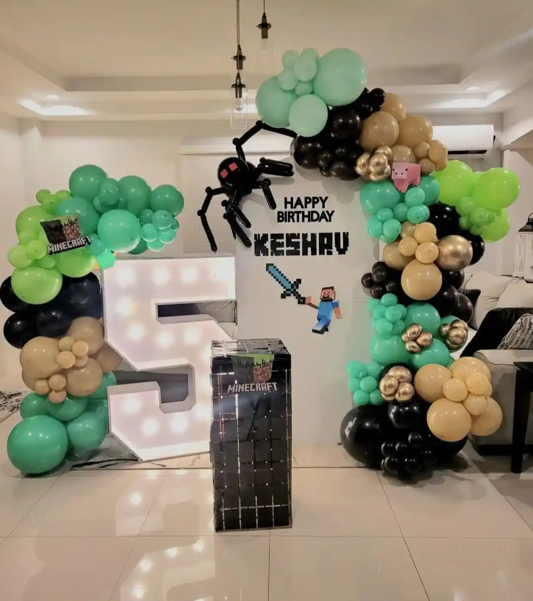balloon decoration kids birthday decoration Minecraft 5th Birthday Decor 8073