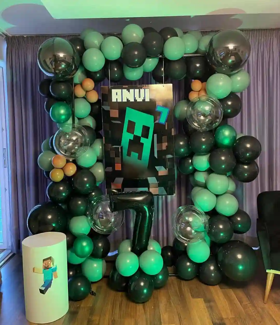 balloon decoration kids birthday decoration Minecraft Black Theme 6645