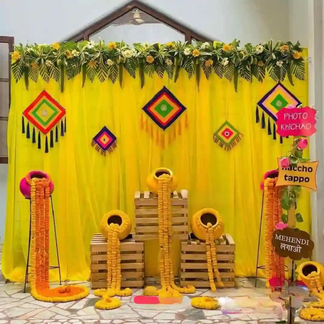 Haldi Decoration With Flowers