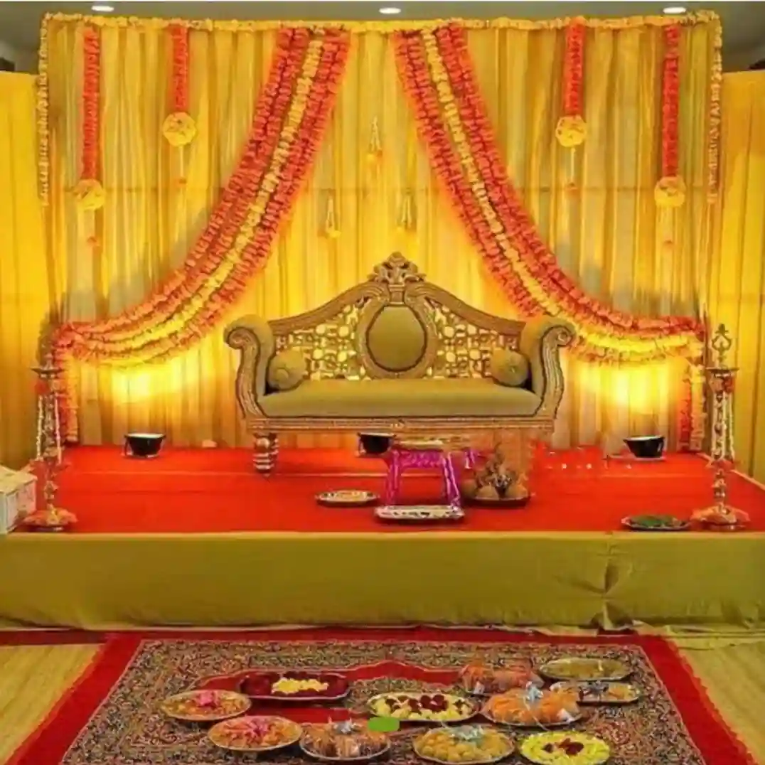 Haldi Decoration Yellow Stage Look