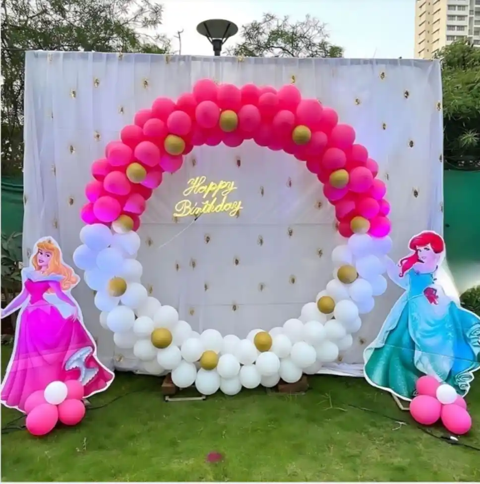 balloon decoration kids birthday decoration Pink n White Princes Decor 8822
