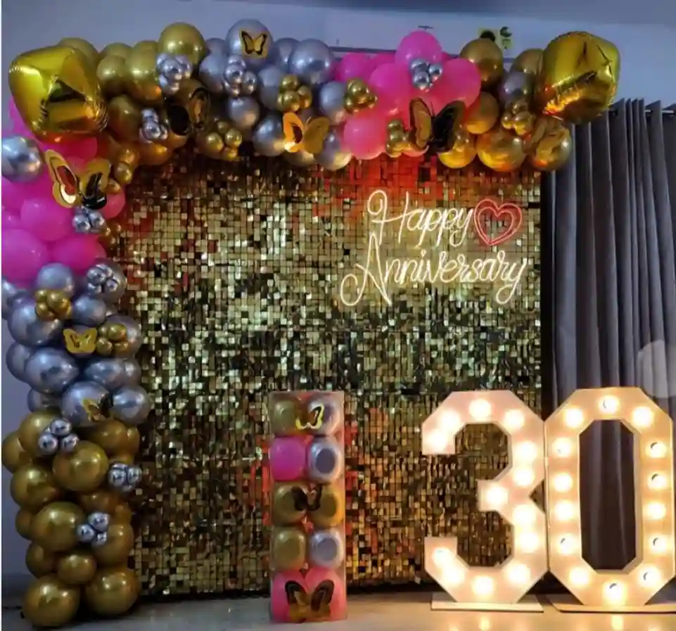 Silver n Gold Disco Anniversary Decor