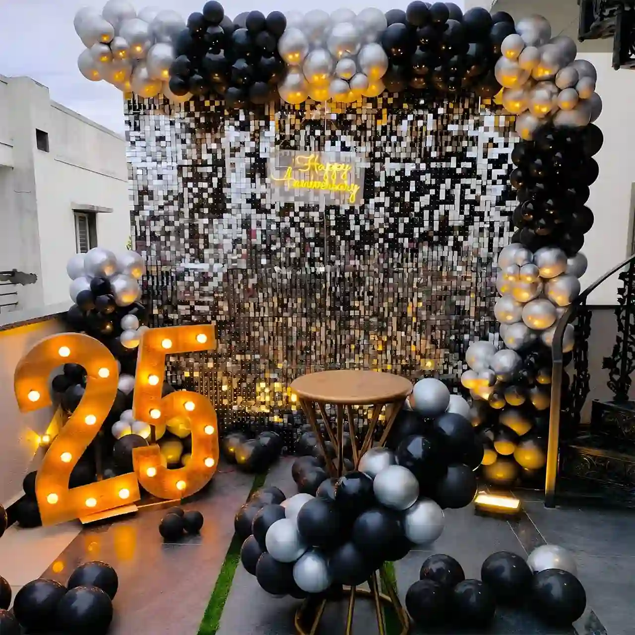 Silver Jubilee Celebration Balloon Decor
