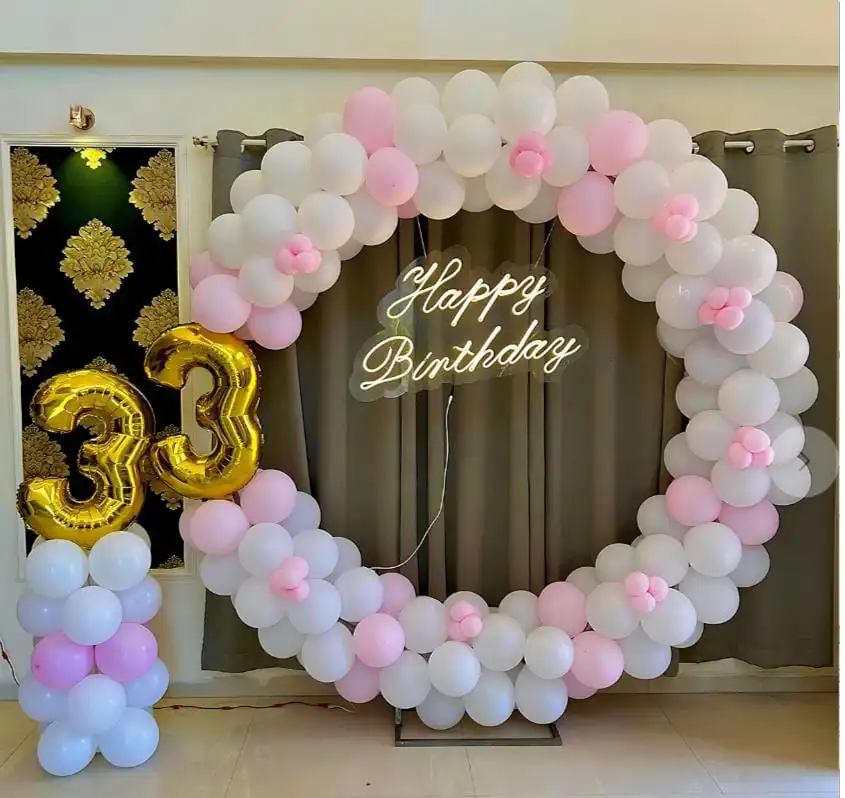 White n Pink Balloon Subtle Ring Decor