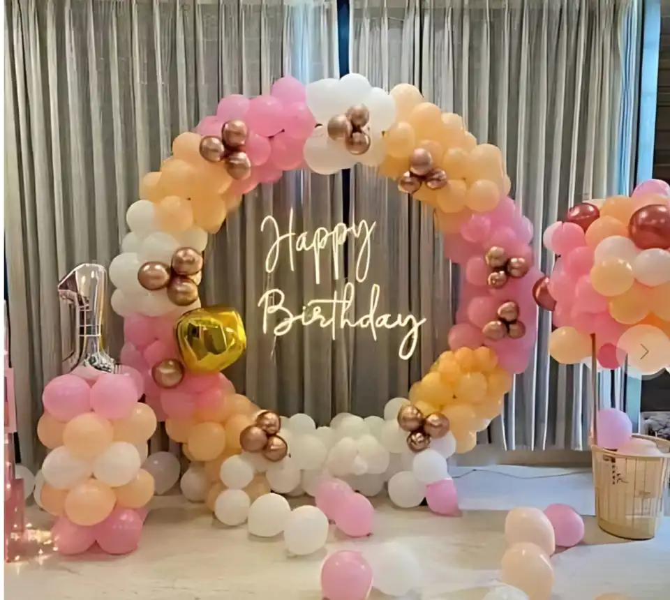 Sunset Serenity Full Circle Balloons in White & Pink