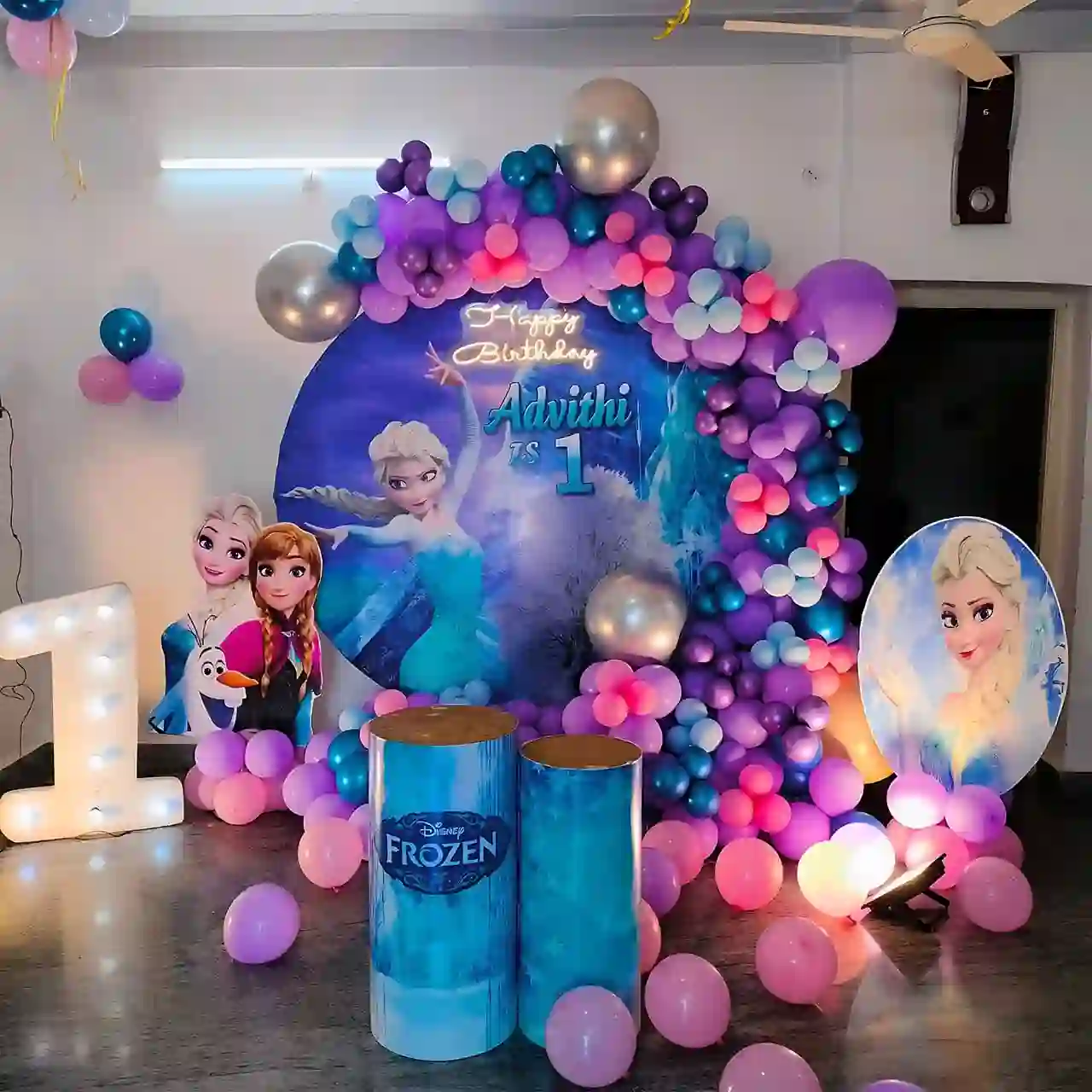 balloon decoration kids birthday decoration Elsa Theme Purple n Pink Decor 7898
