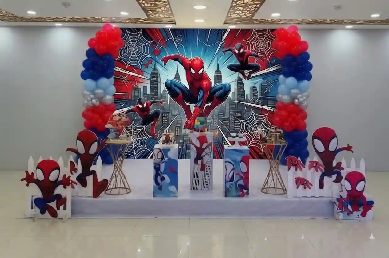 Super Hero Heroic Spiderman Web World Birthday Decor